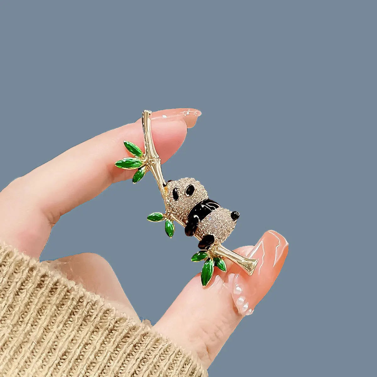 Dospita Female Cute Animal Panda Brooch Pins for Women Crystal Bamboo Enamel Fashion  Jewelry Badge Clothing Accessories Gifts