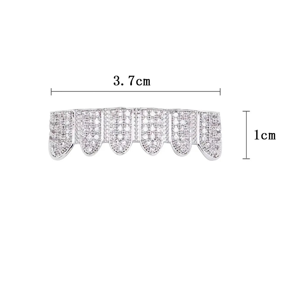 Dospita Punk Long Stick Vertical Bar Zircon Teeth Grillz Hip Hop CZ Stone Tooth Caps For Women Men Body Jewelry Gift