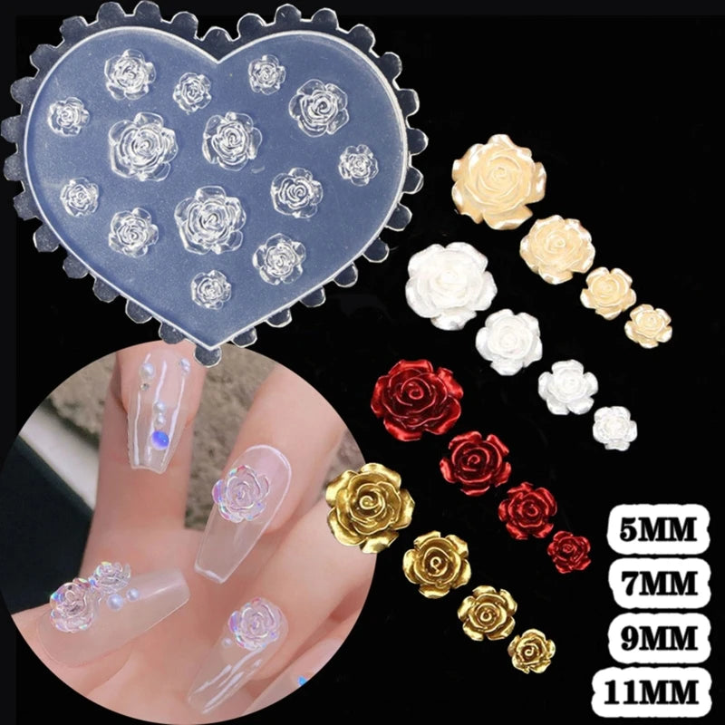 Dospita  -  3D Rose Flower Nail Art Decorations Epoxy Resin Mold Nail Ornaments Silicone Mould DIY Crafts Jewelry Casting Tool