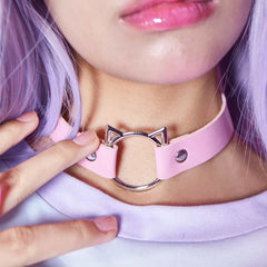 Dospita  -  New Cosplay Harajuku Punk Rock Gothic Collar Choker Sexy PU Leather Cat Ear Accessories Sexy Trendy Collar Choker Necklace