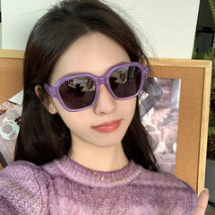 Dospita Korea Purple Square Frame Sunglasses Wome Ins Street Shot Sunshade Glasses Dustproof Windproof Riding Glasses UV400 Sunglasses