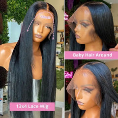 Dospita 36inches Straight Lace Frontal Human Hair Wig Pre Plucked Smooth 13x4 180% Brazilian HD Transparent Lace Front Hair Wigs Jarin