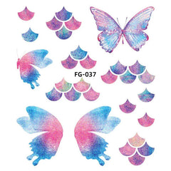 Dospita  -  1Sheet Fairy Butterfly Wings Shiny Tattoo Sticker Waterproof Eyes Face Art Fake Tattoos for Women Makeup Dance Music Festival