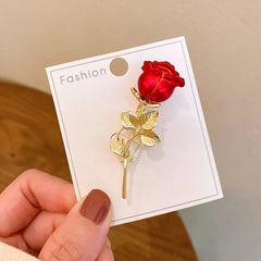 Dospita New Red Rose Flower Brooch For Women Elegant Blouse Brooch Pin Dress Luxury Fashion Jewelry Accessories Party Gifts