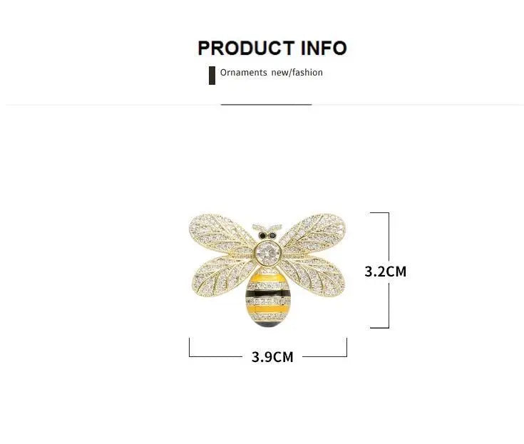 Dospita Luxury Inlaid Zircon  Enamel Bee Brooches For Women Men Insect Pin Personality Animal  Coat Clothing Accessories Lapel Pin