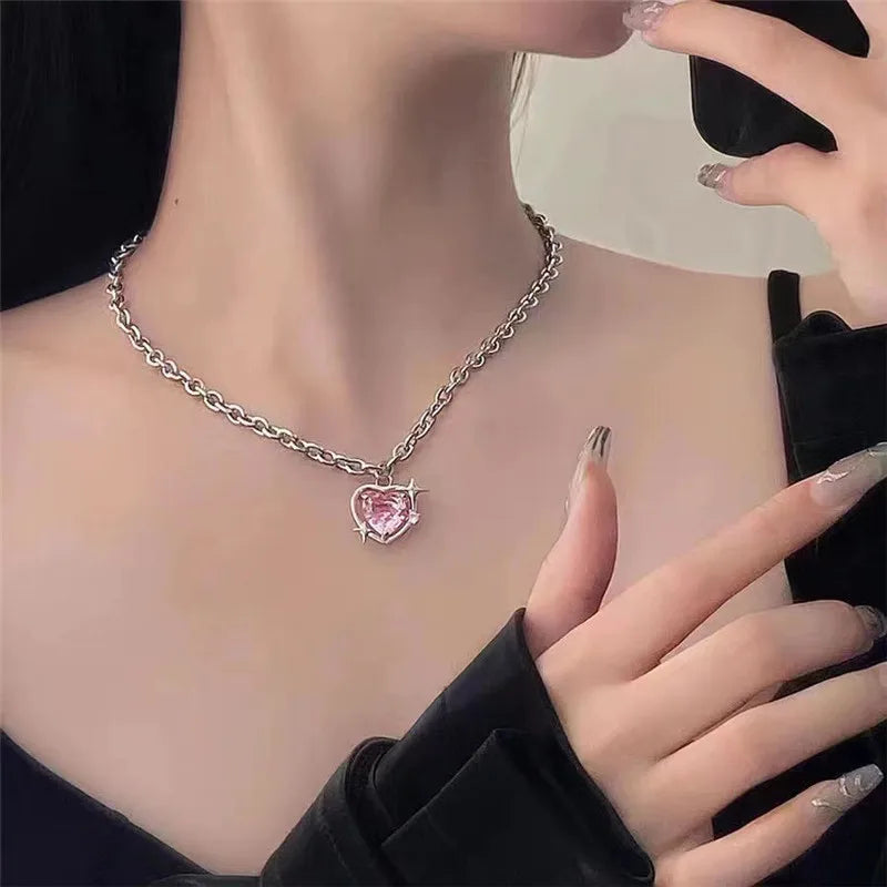 Dospita  -  Goth Harajuku Fashion Pink Peach Heart Drop Pendant Earrings For Women Egirl Sweet Cool Aesthetic Y2K Accessories Jewelry