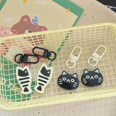 Dospita  -  1pair Cute Little Cat Keychain Creative Fish Kitten Resin Cartoon Pendent Fashion Bag Accessories for Couple Gift Car Key Chains