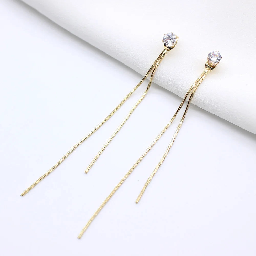 Dospita  -  Korean Long Statement Geometric Triangle Tassel Dangle Drop Earrings For Women Earrings Fashion Jewelry Oorbellen Brincos