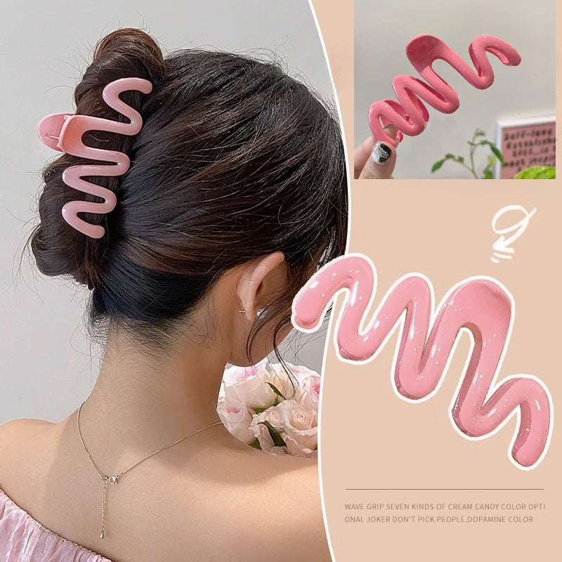 Dospita Colorful Jelly Wave Hair Claw Y2k Hairpin Women Girls Fashion Sweet Simple Acrylic Ponytail Hair Clip Headwear Accessories