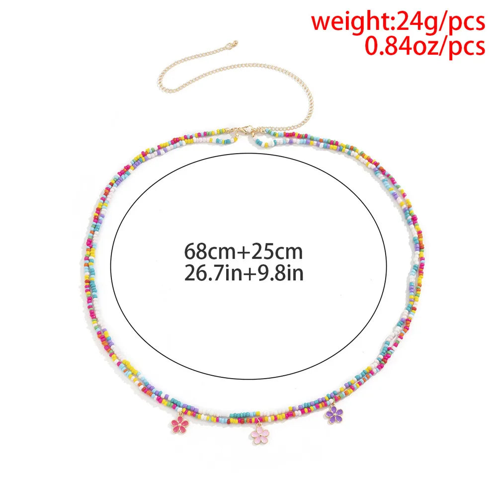 Dospita  -  2Pcs/Set Bohemian Colorful Beaded Waist Chain for Women Flower Pendant Bellt Chain Summer Beach Body Jewelry Gifts