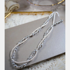 Dospita  -  Alloy/Titanium Steel Pearl Wrapped Double-layer Necklace Bilayer Pearl Double Layered Necklace Pearl Necklace Woman