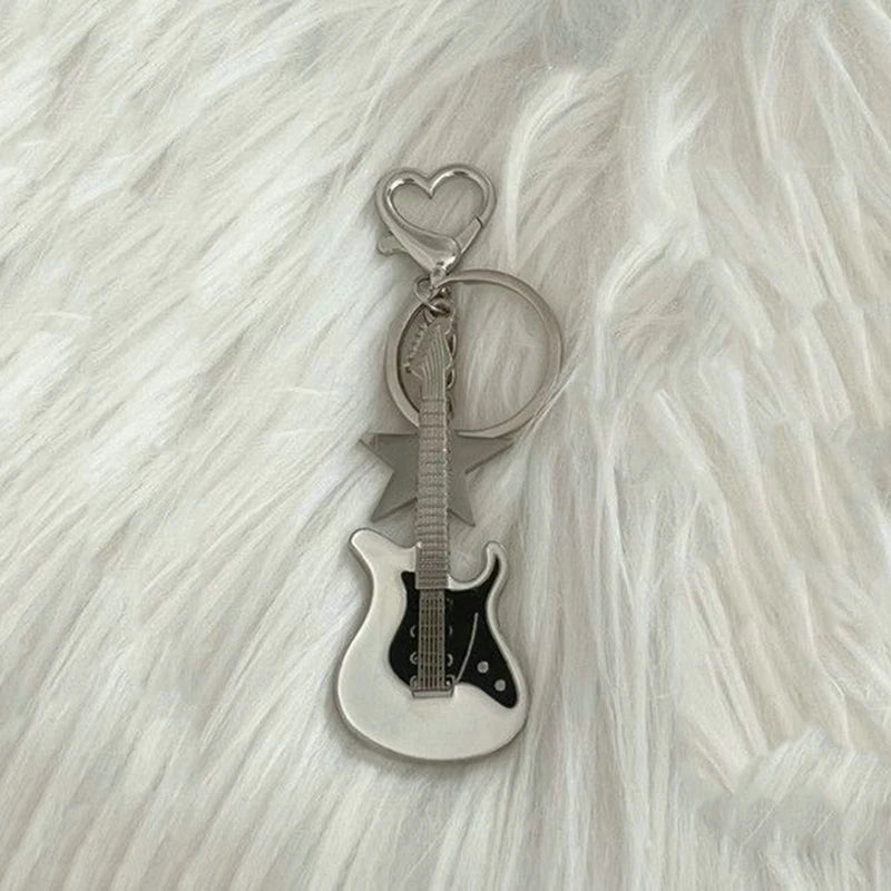 Dospita  -  Good Metal Hiphop Rock Y2K Guitar Keychain With Star Heart Hook Cool Fashion Punk Music Keyring Bag Charm Pendant