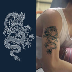 Dospita  -  1pcs Waterproof, Safety Realistic Dragon Fake Tattoo Stickers For Men Boys Kids 3D Dragon Temporary Tattoos Washable Tattoos