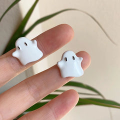 Dospita Cartoon Cute Ghost Shark Stud Earrings for Women Girls Creative Design Ear Biting Animal Funny Earings Piercing Fashion Jewelry