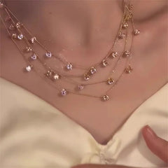 Dospita  -  Luxury Multi-layered Zircon  Layer Necklace For Women Gentle Temperament Clavicle Chain Simple Jewelry