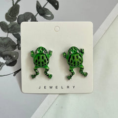 Dospita Funny Frog Stud Earrings Creative Design Exaggerated Cute Cartoon Metal Earring Women Jewelry