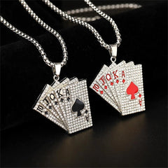 Dospita Hip Hop Poker Necklace Men Playing Cards Pendant Titanium Steel Long Box Chain Necklaces Unisex Punk Streetwear Collar Necklace