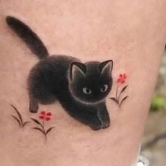 Dospita  -  Cute Black Cat Tattoo Stickers for Women Man Arm Art Temporary Tattoos Waterproof Fake Tattoo Cartoon Lasting Tattoo Stickers