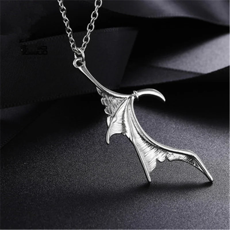 Dospita Gothic Punk Devil Wing Couple Necklace for Women Men Dragon Wing Love Heart Pendant Necklace Friendship Necklaces Family Jewelry