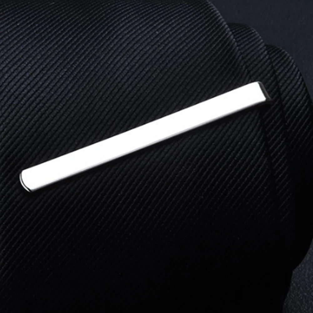 Dospita 1 pcs Colourful Tie Clip For Men Metal Silver Gold Tone Simple Bar Clasp Practical Black Navy Blue Necktie Clasp