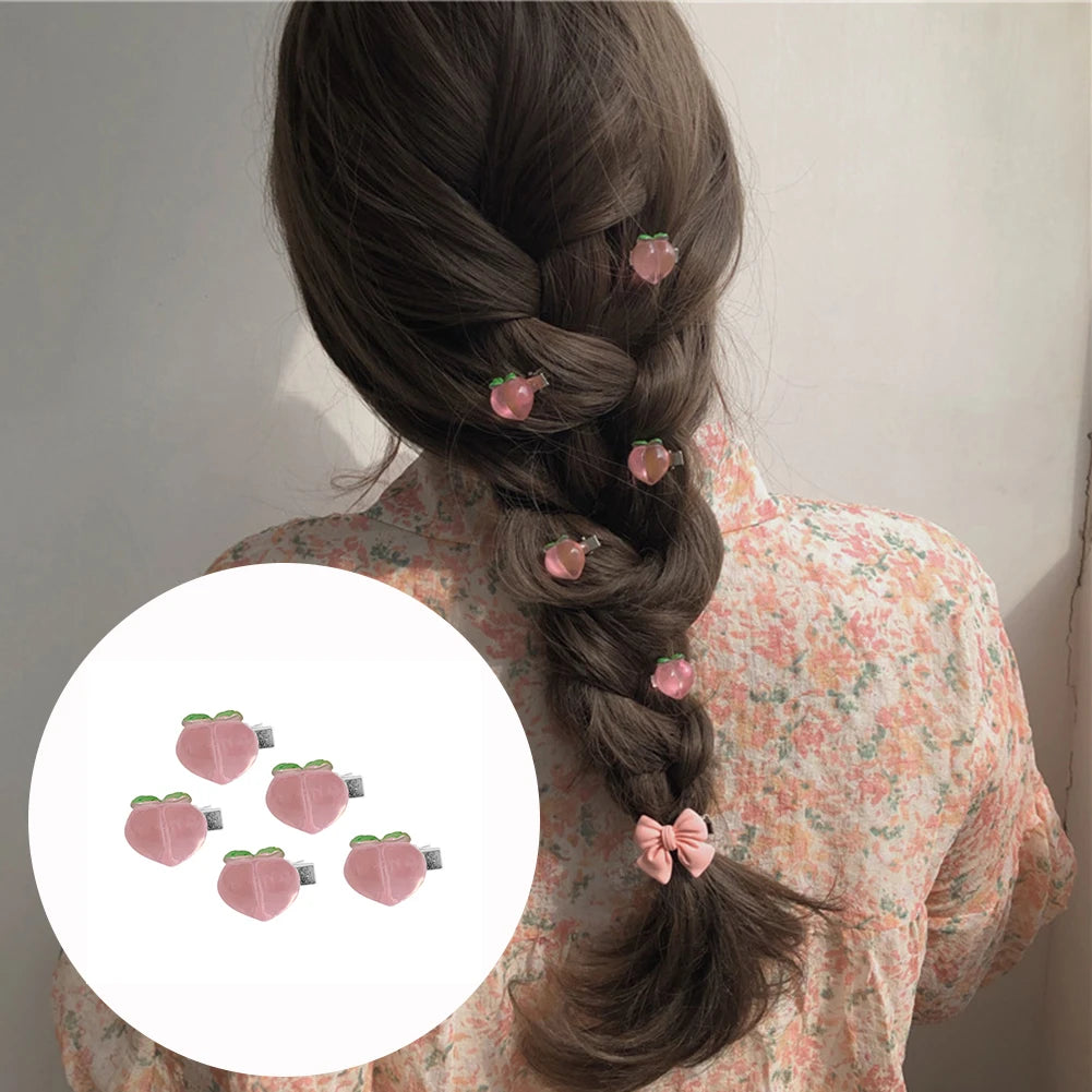 Dospita 5pcs/set Cute Peach Blossoms Small Hair Claws Sweet Atmosphere Claw Crab Hairpins Hair Clips Styling Fashion Hair Accessories