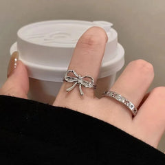 Dospita  -  Crystal Rings Kpop Heart Adjustable Ring Irregular Geometry Punk Vintage Rings for Women Girls New Fashion Jewelry