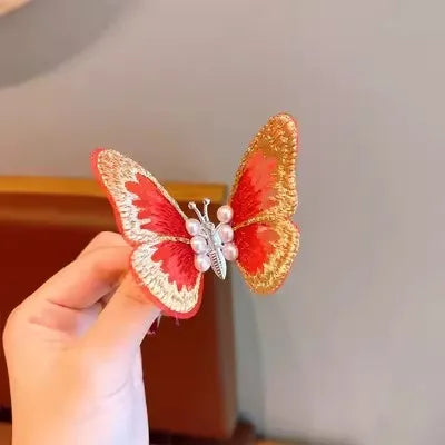 Dospita  -  2pcs Red Butterfly Hairpins Girl Clips Barrettes Women New Year Sweet Ornament Headwear Hairclips Fashion Hair Accessories