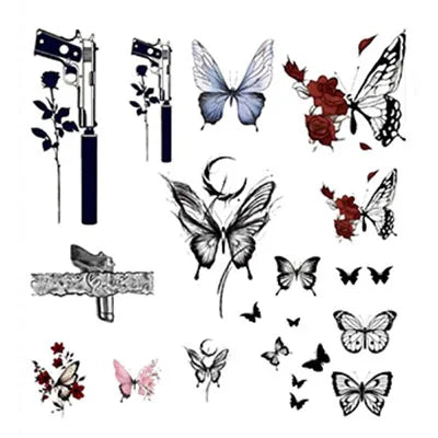 Dospita  -  1/6 Scale Soldier Tattoo Stickers Accessories Tattoo Sleeve Colorful Butterfly Flowers Water Stickers For 12" Action Figure Body