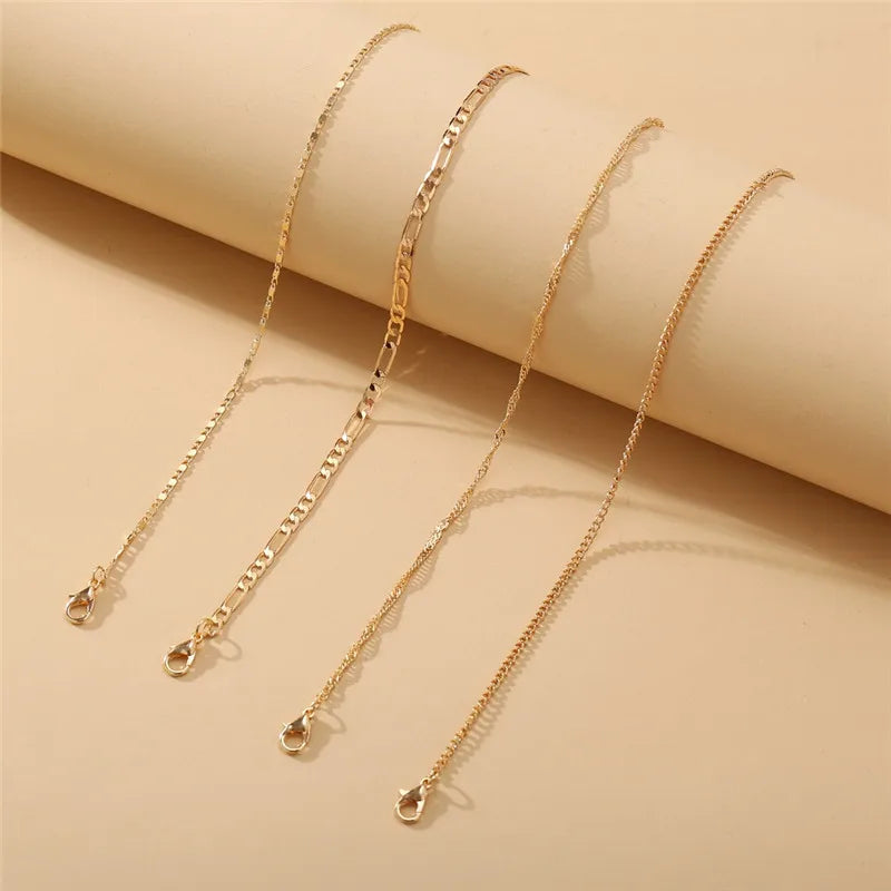 Dospita New Fashion Snake Chain Anklet Bracelet for Women Gold Color Simple Temperament Link Chain Anklet For Women Jewelry Gift