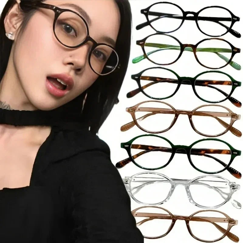 Dospita Korean Y2K Retro Oval Frame Sweet Eyewear Decorative Spicy Girls Reading Computer Anti Blue Light Eyeglasses Glasses Decoration