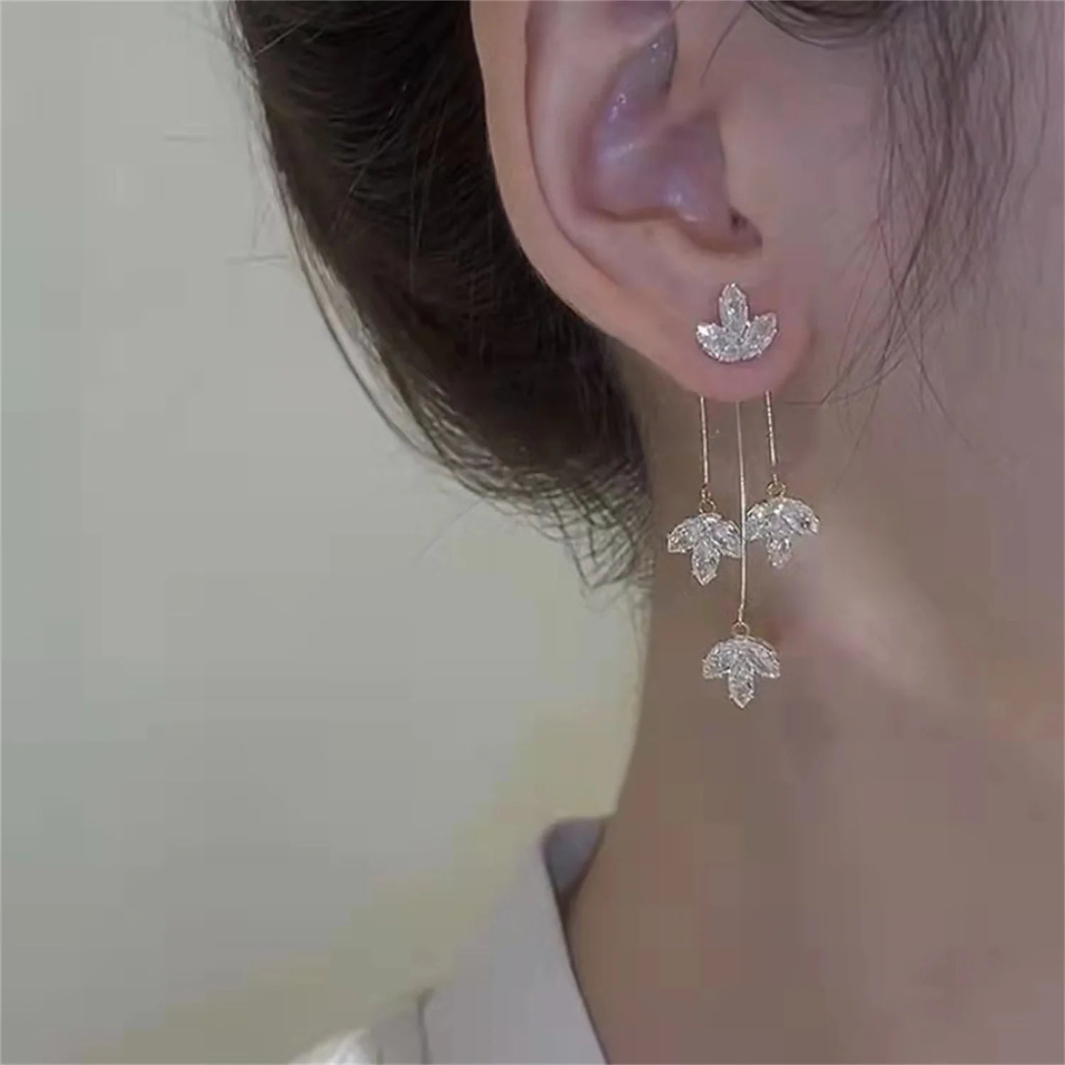 Dospita Earrings Jewelry Fashion Personality Zircon Earring Long Earrings Crystal Flower Tassel Cuffs Stud Earrings